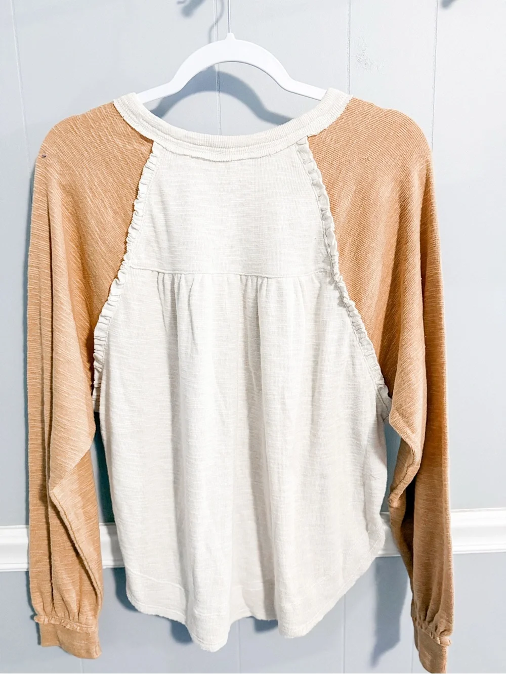 NWT Anthropologie Pilcro Ruffled Raglan Thermal Top